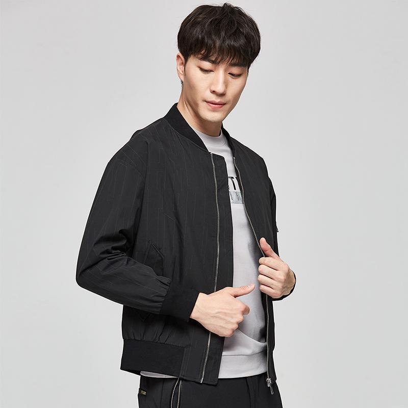 才子男装棒球领夹克男士2020秋季新款修身薄款印花休闲短款外套