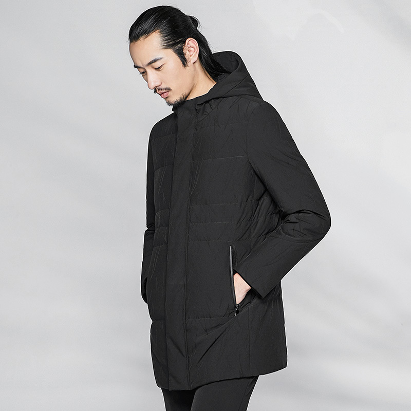 柒牌SEVEN男装纯色连帽羽绒服休闲商务保暖羽绒服外套