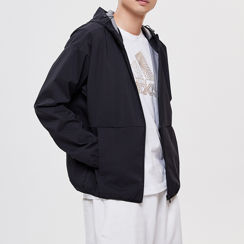 阿迪达斯男服外套夹克连帽防风服休闲运动服ED1942