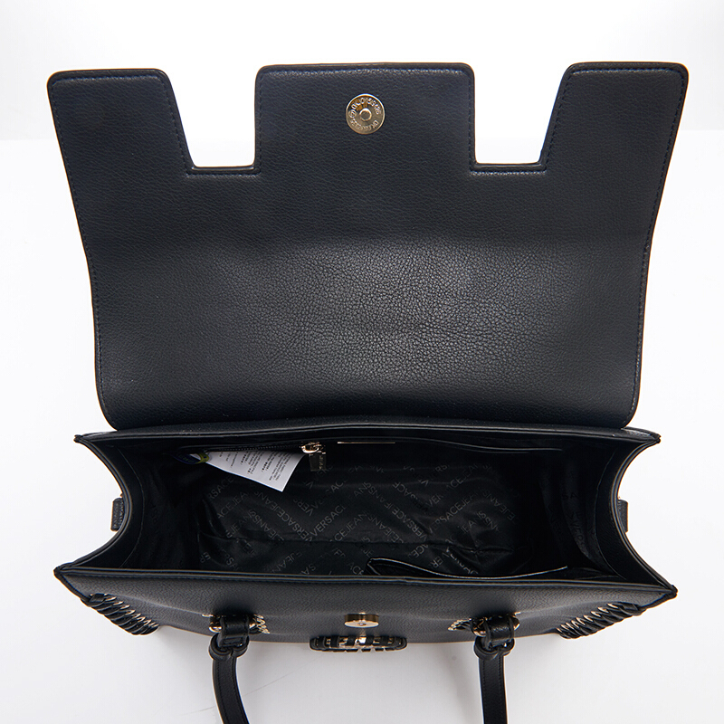 VERSACE JEANS范思哲 18新款 女士黑色聚酯纤维编织图案手提包轻奢品E1VRBBI6 70043 899