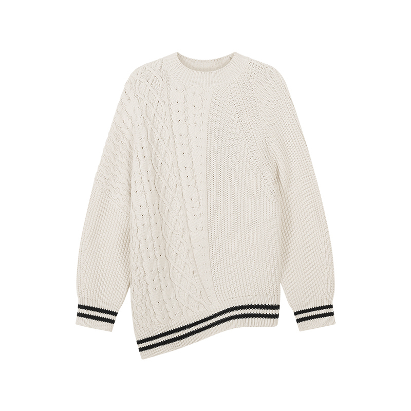 麦丝玛拉 Max Mara Weekend 女士棉/腈纶宽松版圆领长袖针织衫毛衣53661629 EBURNEA