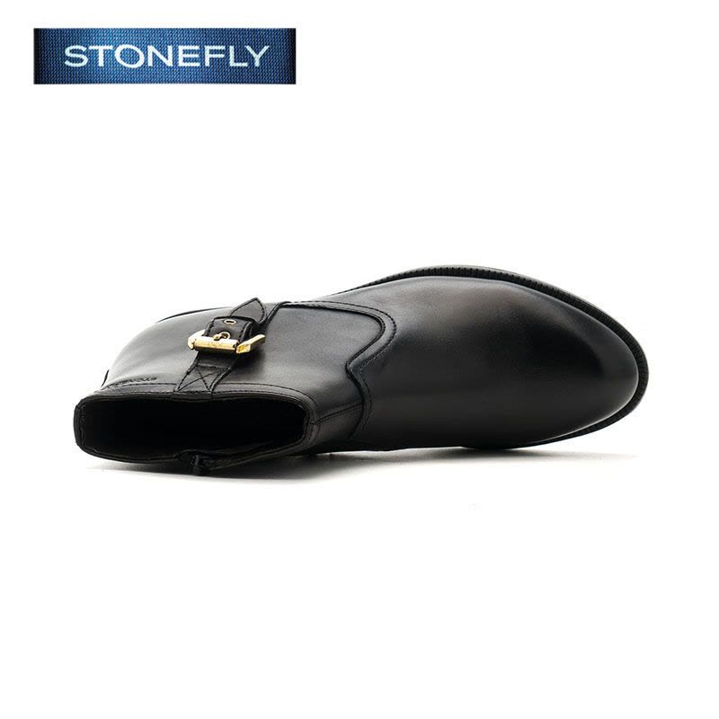斯通富来STONEFLY牛皮尖头低跟套脚饰扣短靴女鞋SD64117128图片