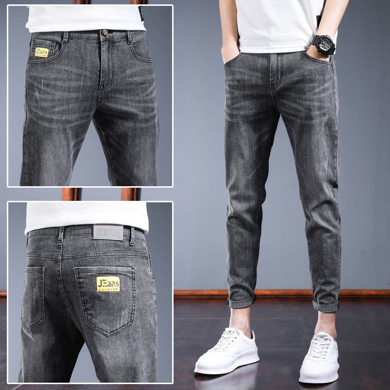 Ceba2022年新款 九分裤牛仔裤男 休闲帅先生男装9分弹力修身牛仔裤 潮图片