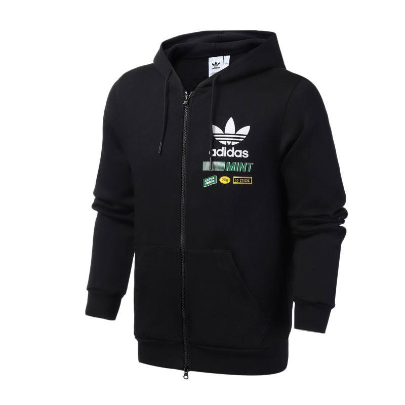 adidas阿迪达斯三叶草男装运动服LOGO款休闲针织连帽外套FP7703