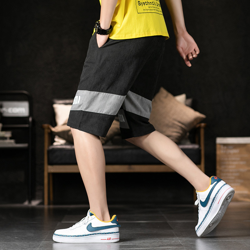 卡帝乐鳄鱼cartelo夏季男士拼接字母印花大裤衩时尚休闲五分裤