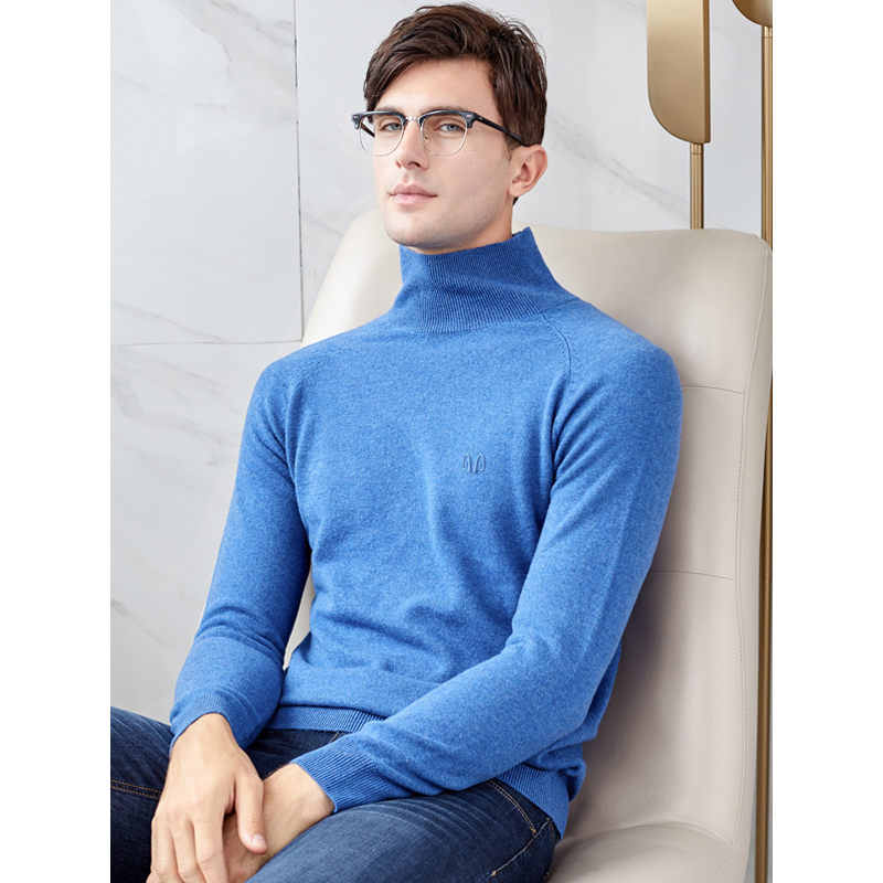 恒源祥男士纯羊毛衫秋冬款纯羊毛高领修身保暖中年男士毛衣