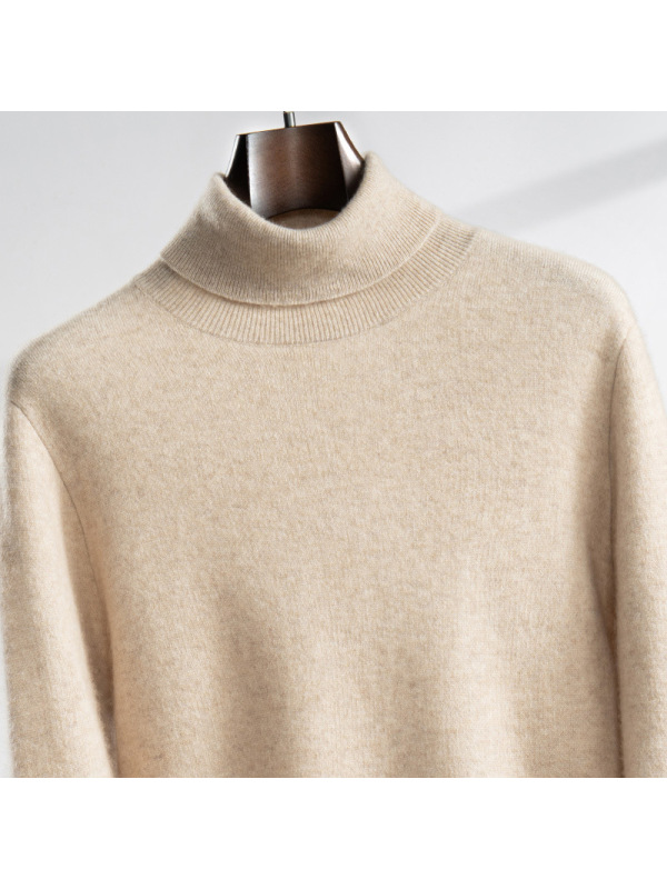 空气层高领秋冬新款男士羊绒衫商务休闲纯色加厚毛针织衫套头上衣