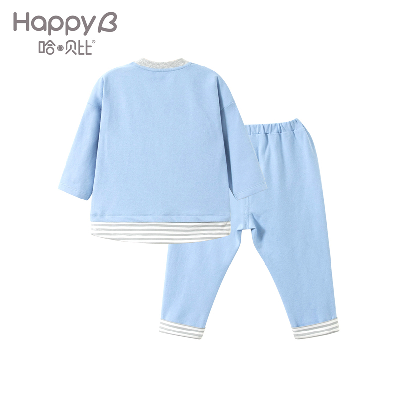 哈贝比（happyB）婴儿衣服男宝宝套装柔软棉上衣长裤春秋季休闲套装外出服