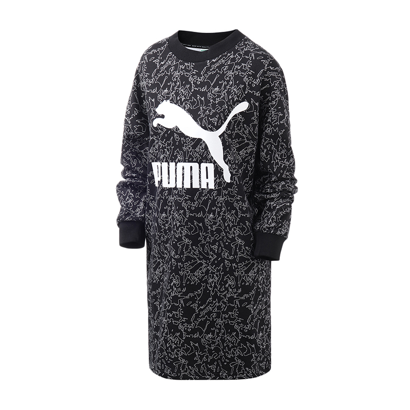 PUMA彪马女装运动服休闲圆领套头衫卫衣连衣裙595927