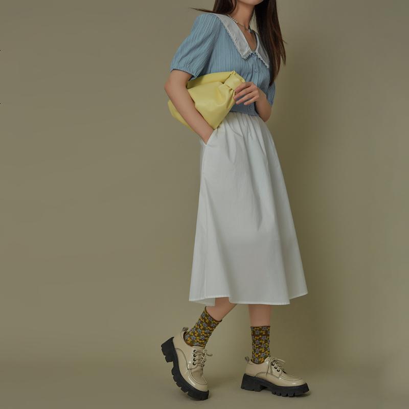 OtherMix蓝天白云初恋裙2021年夏季新款女中长显瘦a字半身裙子潮