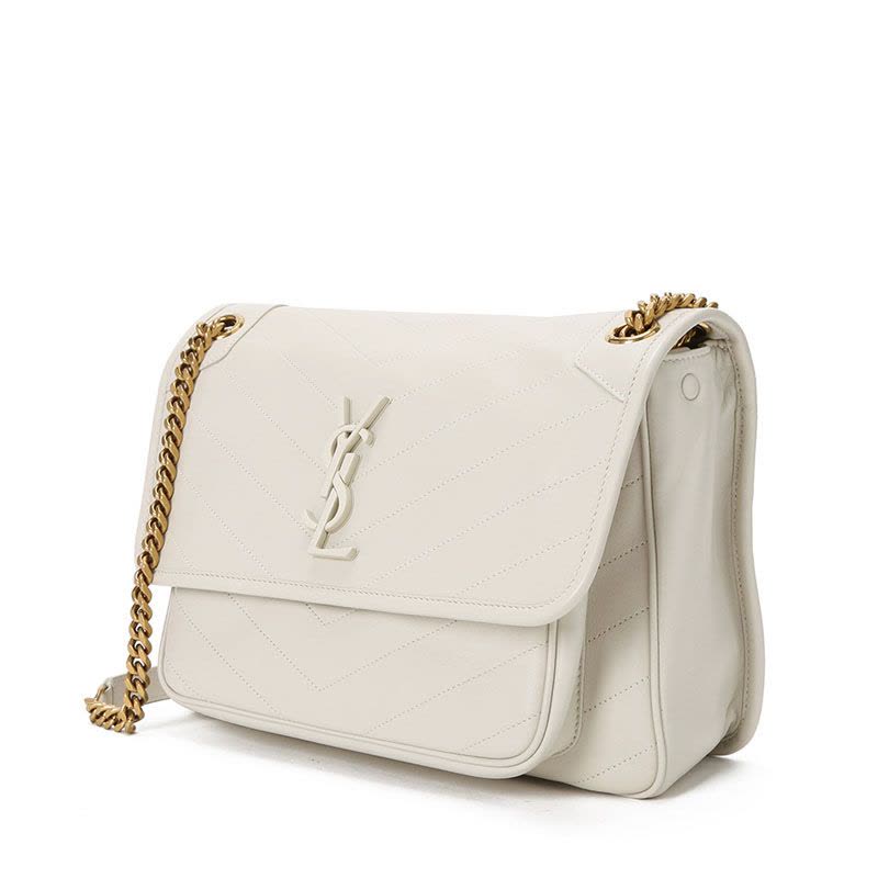 预售 圣罗兰YSL NIKI 口盖包中号 字母LOGO光面皮 褶皱皮 女士单肩包498894金链银链图片