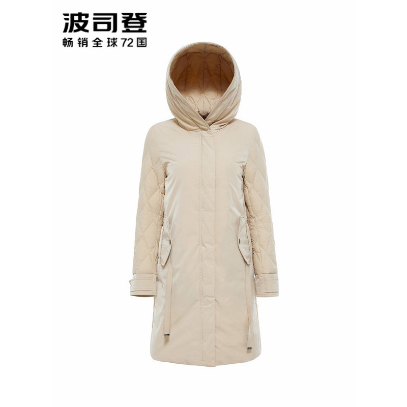 波司登BOSIDENG羽绒服 女士冬季中长款厚款秋冬季休闲百搭连帽风衣外套B80131132
