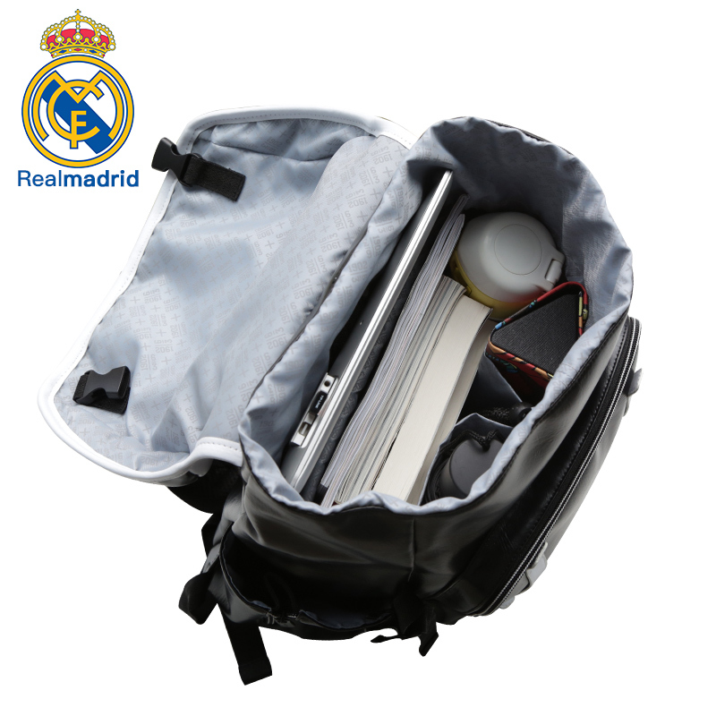 皇家马德里Realmadrid官方正品时尚男女士多功能大容量手提运动户外骑行健身训练商旅行电脑双肩挎书包背包黑色