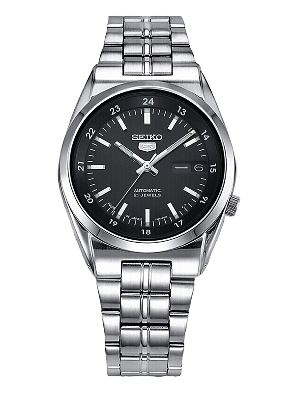 精工seiko机械表男5号系列休闲商务男士金属带机械表snk567j1