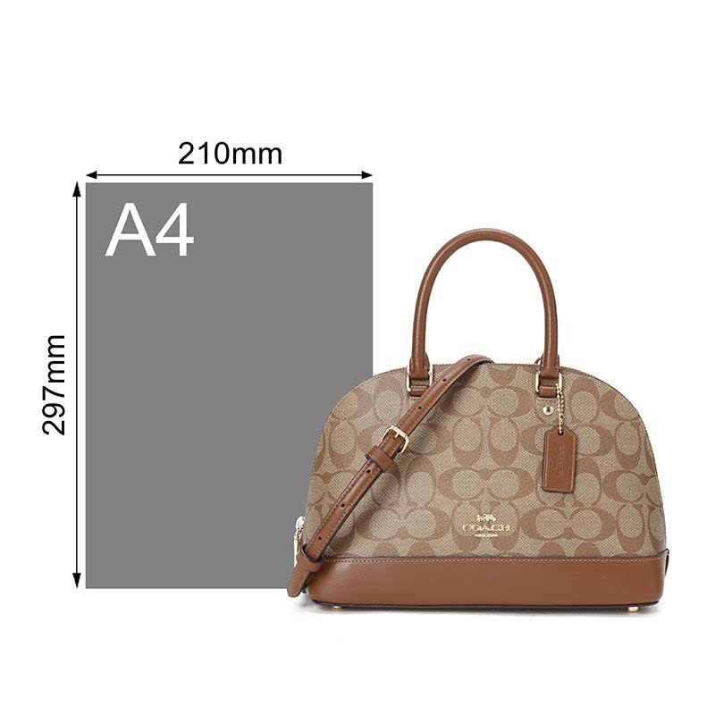 蔻驰 COACH F SIERRA SATCHEL 贝壳包 老花款 拼棕色 女士手提斜挎单肩包F27583 金图片