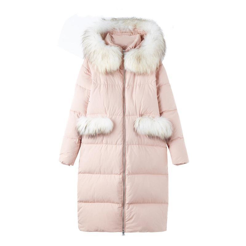 拉夏贝尔7m莫丽菲尔韩版潮时尚休闲宽松显瘦中长款大毛领羽绒服女