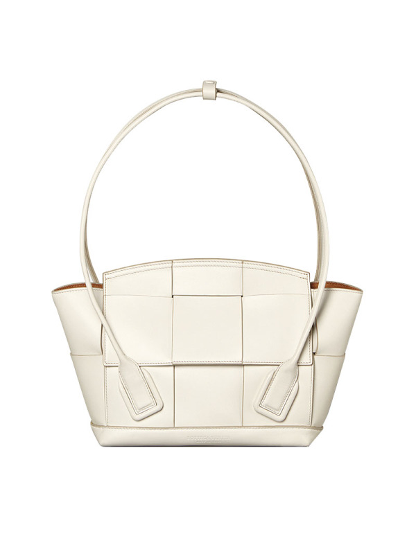 BOTTEGA VENETA ARCO 通勤肩背包 经典大编织 光面皮 575943 白色