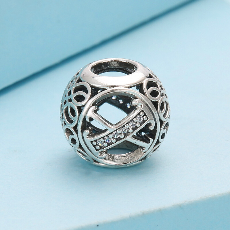 PANDORA潘多拉 复古字母X 925银串饰-791868CZ