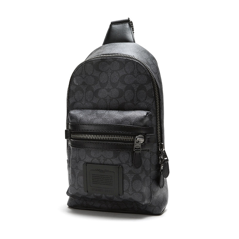 coach蔻驰男士经典标志涂印花涂层帆布单肩包斜挎包32217