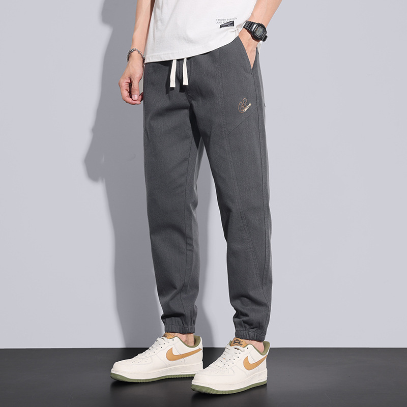 ceba舒适松紧腰休闲裤男士夏季束脚宽松九分裤子男透气哈伦裤2023新款