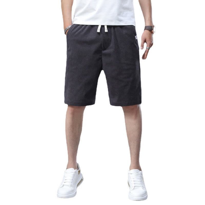 Ceba短裤男休闲裤韩版潮流夏季宽松男士玉米格中裤青年松紧五分裤图片