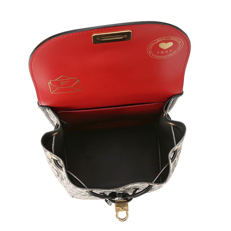 预订FERRAGAMO GANCINI 老花款 双肩包21H987 金扣图片