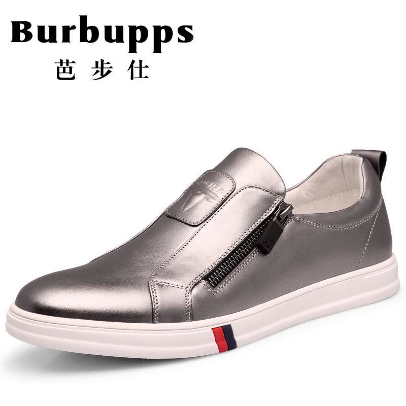 法国品牌Burbupps芭步仕新款真皮商务休闲鞋 男士套脚舒适耐磨低帮板鞋牛皮男鞋图片