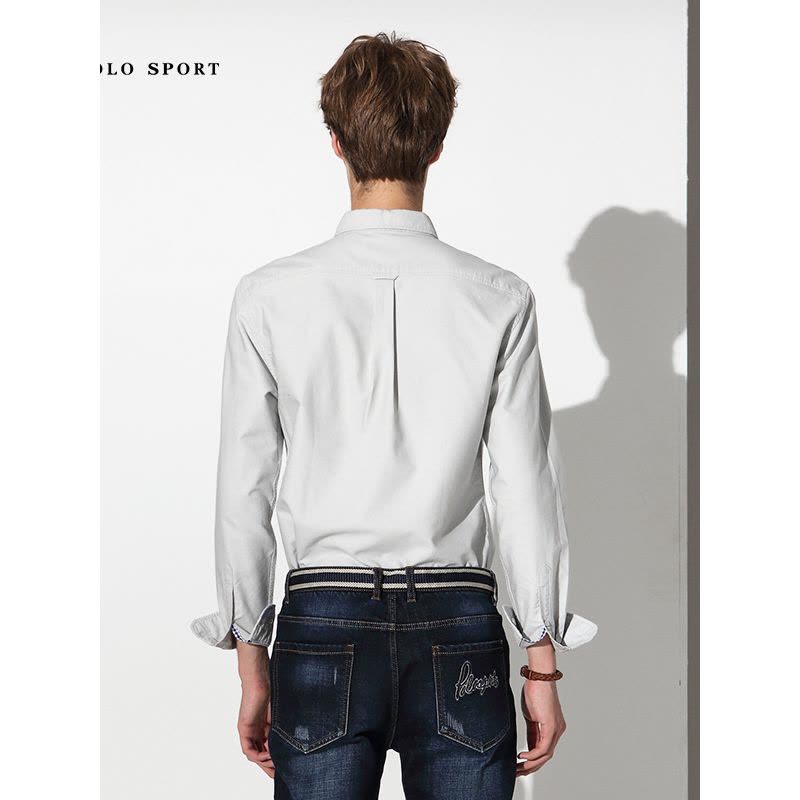 polo sport 长袖衬衫男秋冬季时尚休闲新品舒适柔软衬衫男 浅灰色图片