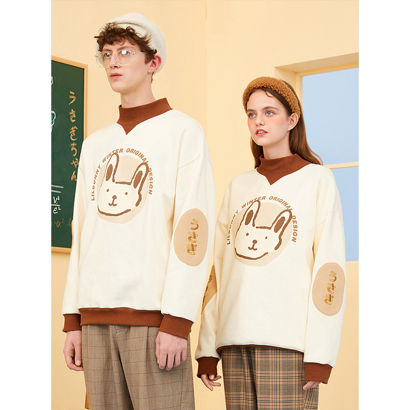 LILBUNNY兔子情侣装卫衣冬装韩版宽松打底衫潮保暖加绒冬季上衣男【尺码偏大 建议拍小一码】