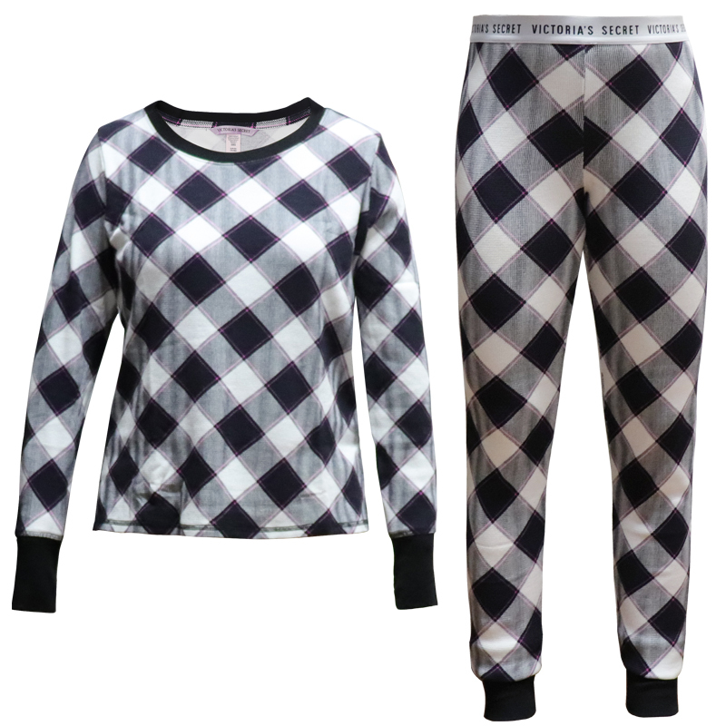 VICTORIA’S SECRET维多利亚的秘密 简约套头长袖长裤家居服两件套睡衣套装分体秋冬款