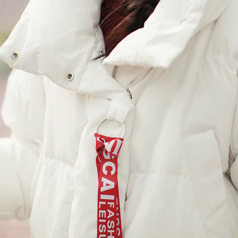 茵曼2018春装新款翻领短款白鸭绒短款保暖防寒羽绒服女图片