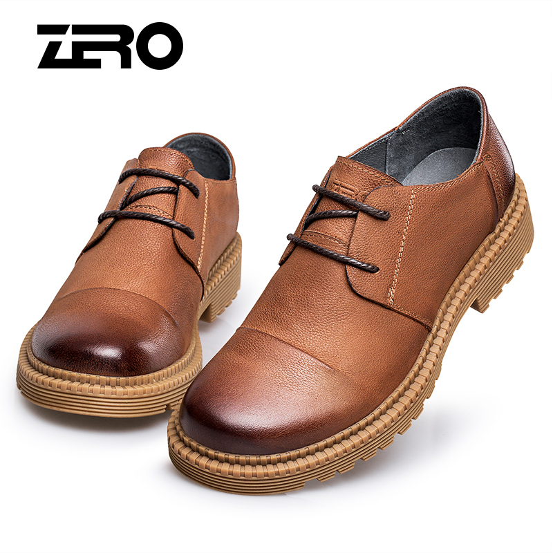 Zero零度男鞋工装鞋2018新款真皮磨砂大头休闲皮鞋户外鞋子男潮鞋
