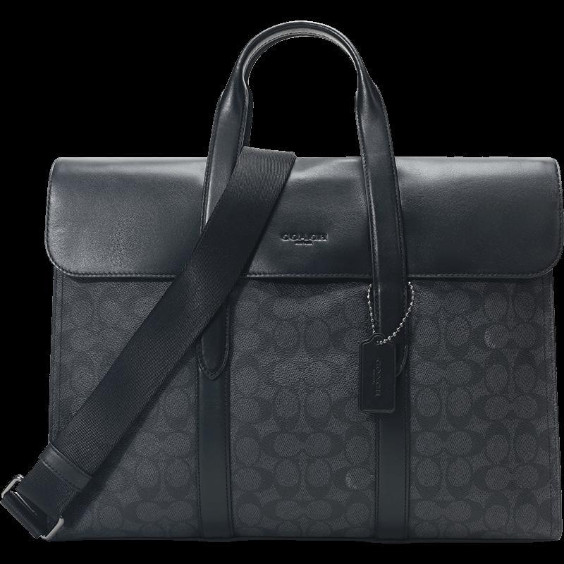 coach蔻驰男士专柜款涂层帆布配皮metropolitan公文包手提单肩斜挎包