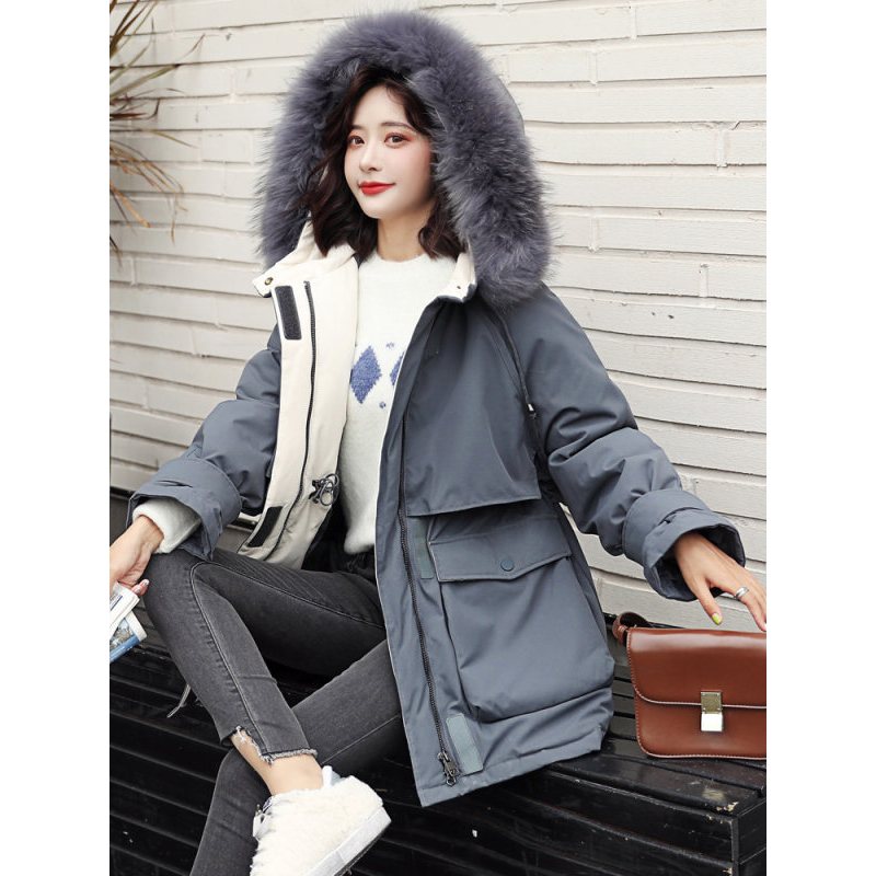 高梵派克羽绒服女中长款2019冬季新款时尚韩版大毛领加厚外套