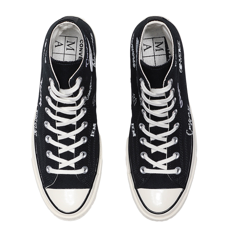 converse匡威男鞋女鞋板鞋新款高帮黑白涂鸦帆布鞋休闲运动鞋166486c