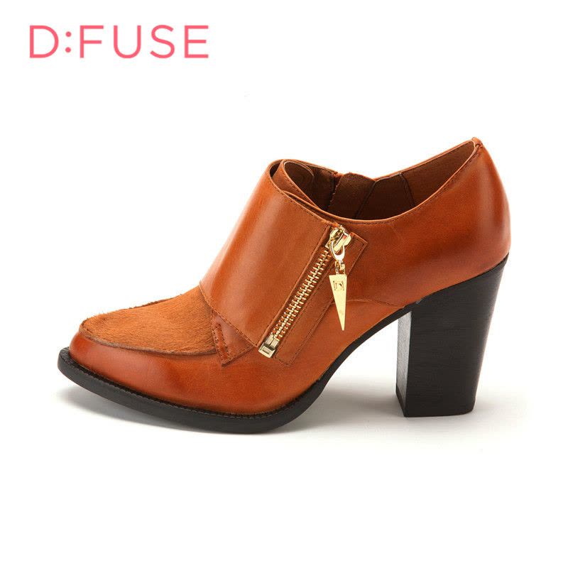 迪芙斯D:FUSE牛皮尖头高跟拉链纯色深口女鞋DF43110033图片