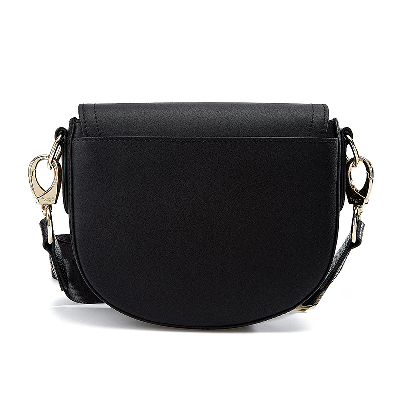 珑骧longchamp奢侈品女士黑色皮质单肩斜挎包马鞍包l1395hna001