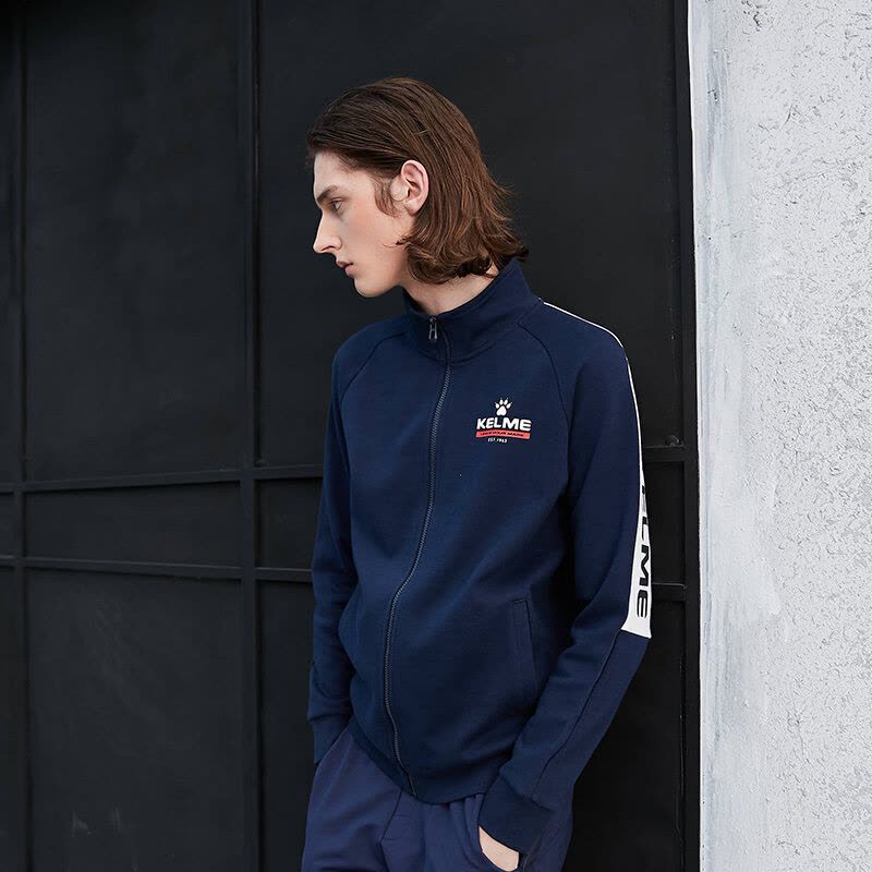 KELME/卡尔美 秋季新款运动外套男立领潮流休闲夹克36831018 深蓝图片