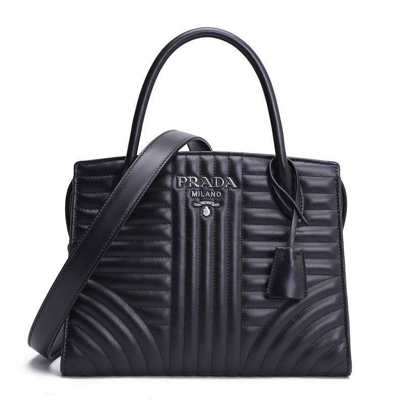 PRADA/普拉达 女包绗缝图案刻字徽标手拎斜挎包 1BA045 25x19x14CM图片