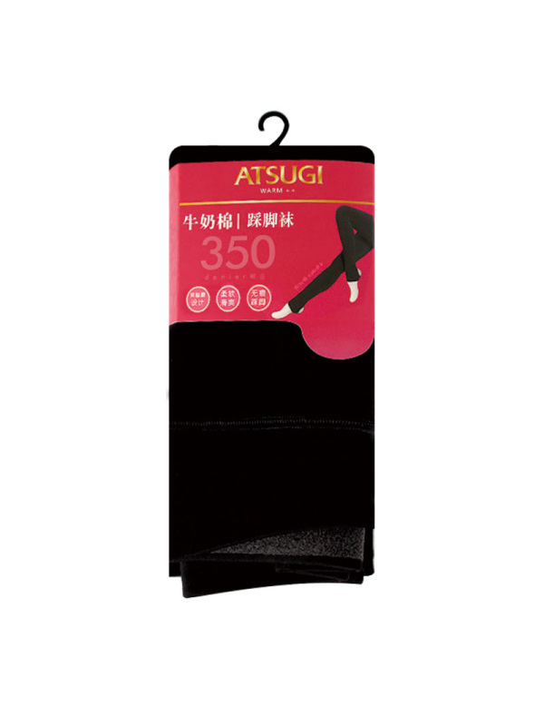 日本厚木 ATSUGI 350D相当【里起毛】 牛奶棉 笑脸腰 防卷边设计 加绒加厚秋冬保暖打底裤踩脚袜 BT1806W