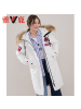 yaloo/雅鹿情侣中长款2018羽绒服女貉子大毛领新款加厚连帽鹅绒服