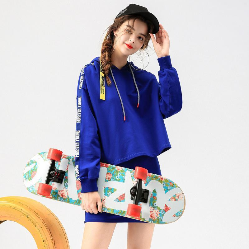 拉夏贝尔Puella秋装气质连帽卫衣短裙包臀裙学生少女运动休闲女式套装20010969