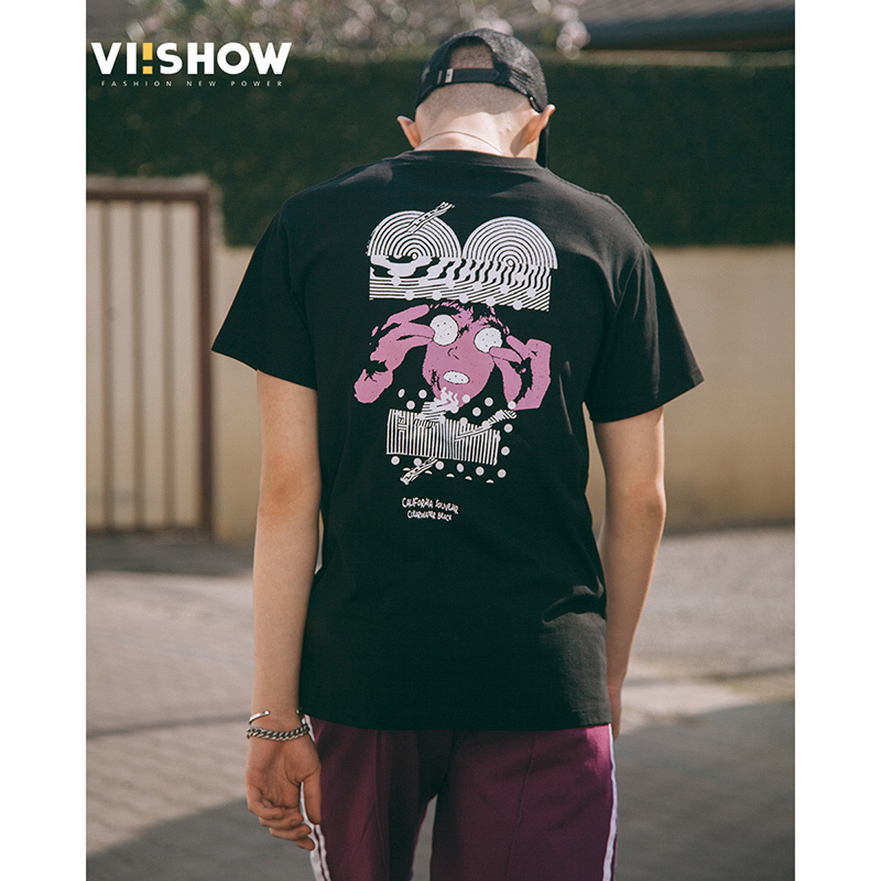 viishow短袖T恤男 韩版宽松圆领上衣男士潮牌衣服宽松