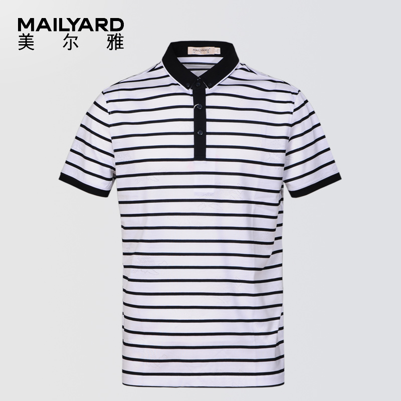 美尔雅(MAILYARD)短袖T恤 商务男士条纹T恤 男式休闲polo衫 476