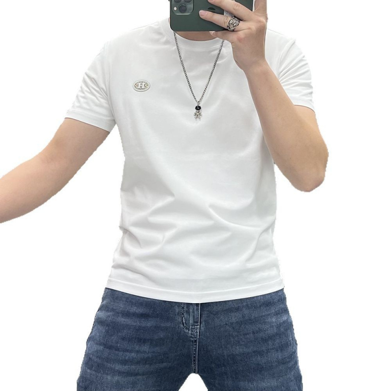 夏季新款短袖T恤男时尚透气男装上衣修身帅气简约衣服男体恤衫潮
