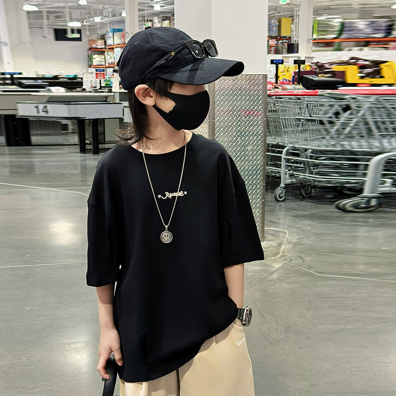 儿童装夏装男童短袖T恤洋气2025新款半袖上衣大童夏季薄款衣服潮T
