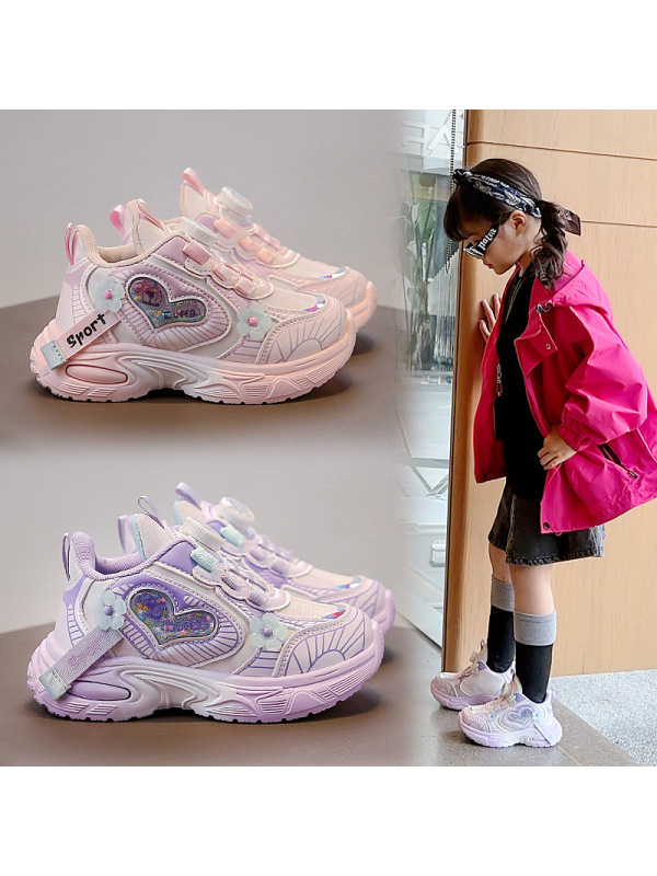 秋新款儿童运动鞋女童休闲鞋皮面轻便舒适学生板鞋透气跑步鞋