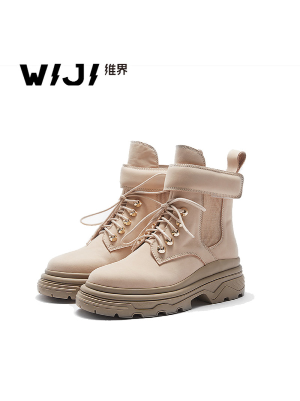 WIJI冬季新款欧美时尚休闲保暖雪地靴个性潮流纯色青春气质魅力女