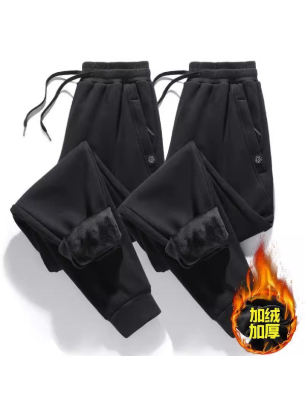 加绒裤子男休闲长裤秋冬季新款梅花拉链外穿运动保暖卫裤