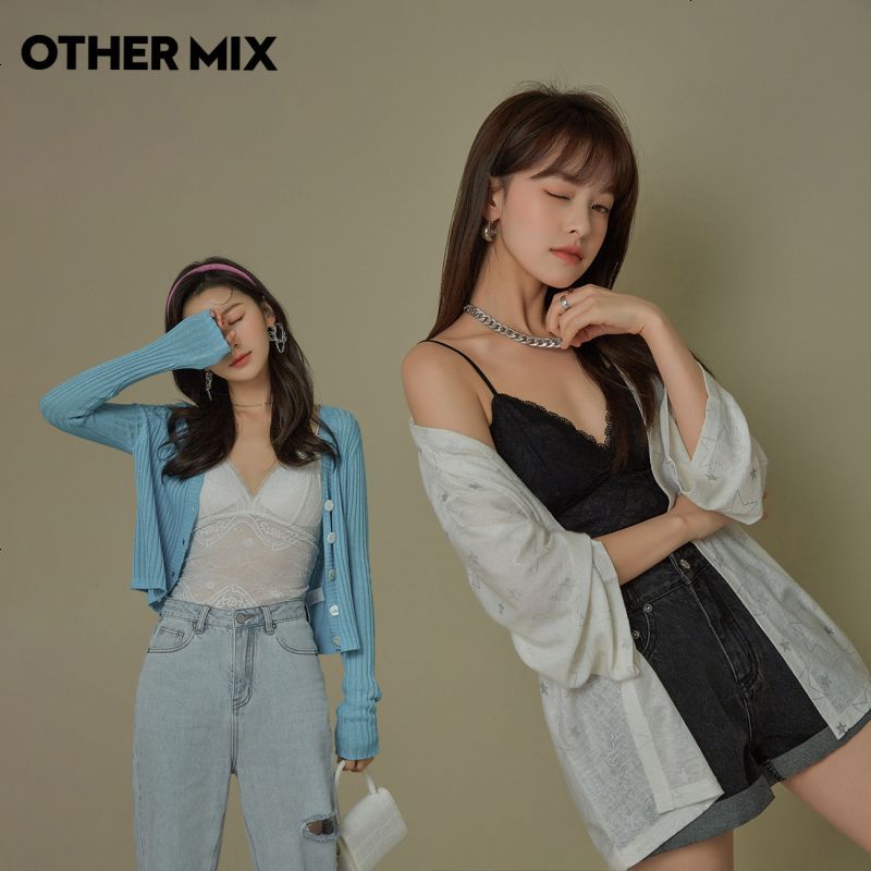 OtherMix法式蕾丝吊带2021年夏季新款短款内搭修身v领上衣女